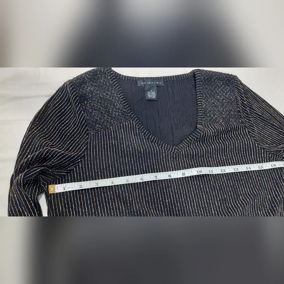 LOFT Silver Ribbed Blouse with Long Sleeves - Picture 8 of 8